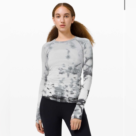 Lululemon Swiftly Tech Long Sleeve 2.0 MultiDye Shibori Stripe Graphite Grey 10 - Picture 1 of 10